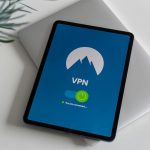 Modern tablet displaying a connected VPN app screen, symbolizing cybersecurity.