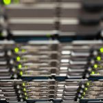 From above contemporary server cable trays without wires located in modern data center